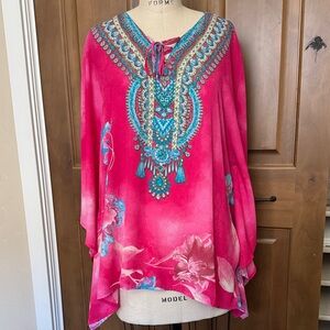 Belle by Kim Gravel Vibrant Pink and Blue Tunic